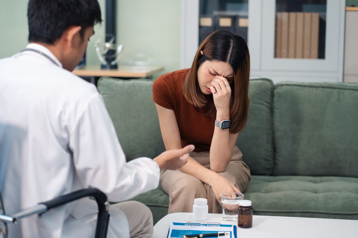 female patient receiving therapy for depression an